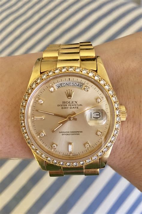 reproduction rolex oyster perpetual day date diamonds|rolex men's watch diamond bezel.